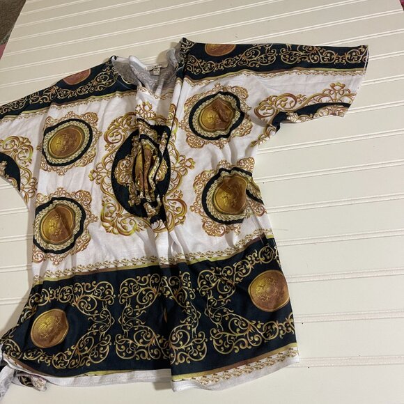 CACHE Sz M Black/White Baroque & Chain Lightweight Knit Tunic Top - Picture 10 of 11